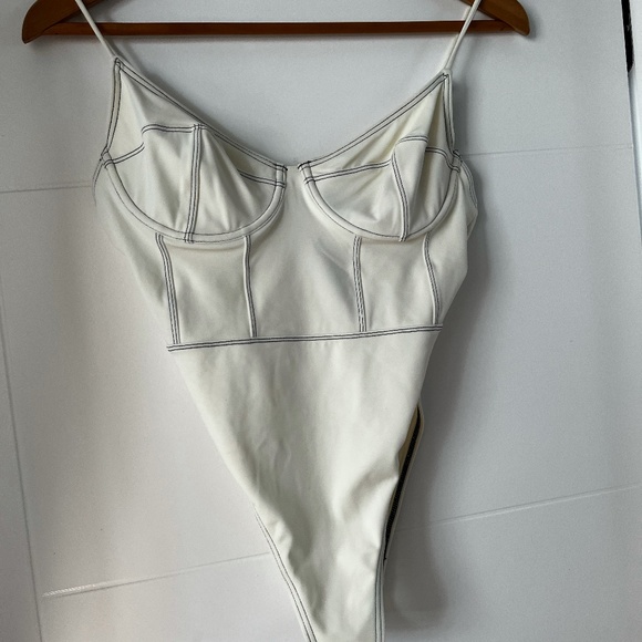 White High-Cut One Piece Swimsuit - Picture 1 of 3
